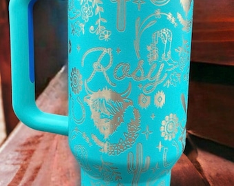 40Oz  Western Highland cow Southwest tumbler