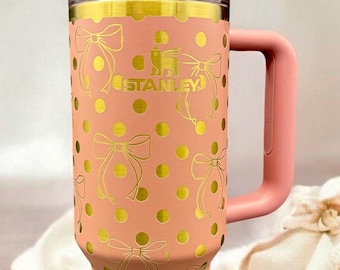 Coquette Bows & Polka Dot Engraved Stanley and Non-Branded Tumbler - 40oz and 30oz Options