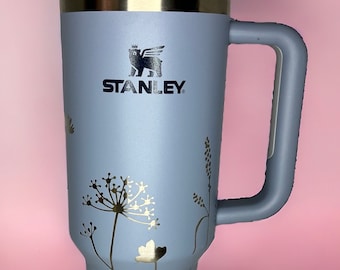 40 Oz  Stanley Tumbler Engraved with Wildflowers personalization