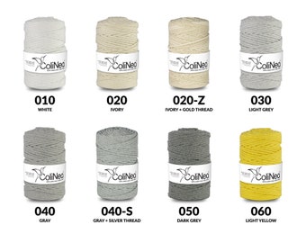 ColiNea Premium Cotton Cords, 100% Baumwollkordel, geflochten, 5mm, 100m, 43 Farben