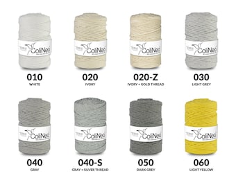 100% Recycled Cotton Cord / For Macrame / Braided / For Handicrafts / 5mm / 100m / 45 Colors / ColiNea Premium Cotton Cords / DIY
