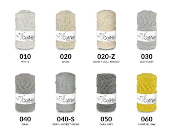 100% Recycled Cotton Cord / For Macrame / Braided / For Handicrafts / 3mm / 100m / 41 Colors / ColiNea Premium Cotton Cords / DIY