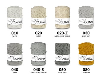 ColiNea Premium Cotton Cords, 100% cotton, braided, 3mm, 200m, 16 colors