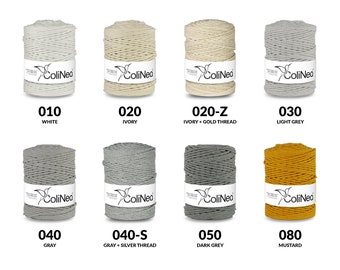 100% Recycled Cotton Cord / For Macrame / Braided / For Handicrafts / 3mm / 200m / 16 Colors / ColiNea Premium Cotton Cords / DIY
