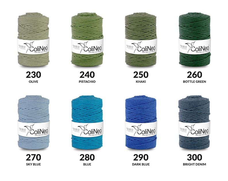 100% Recycled Cotton Cord / For Macrame / Braided / For Handicrafts / 5mm / 100m / 43 Colors / ColiNea Premium Cotton Cords / DIY image 4