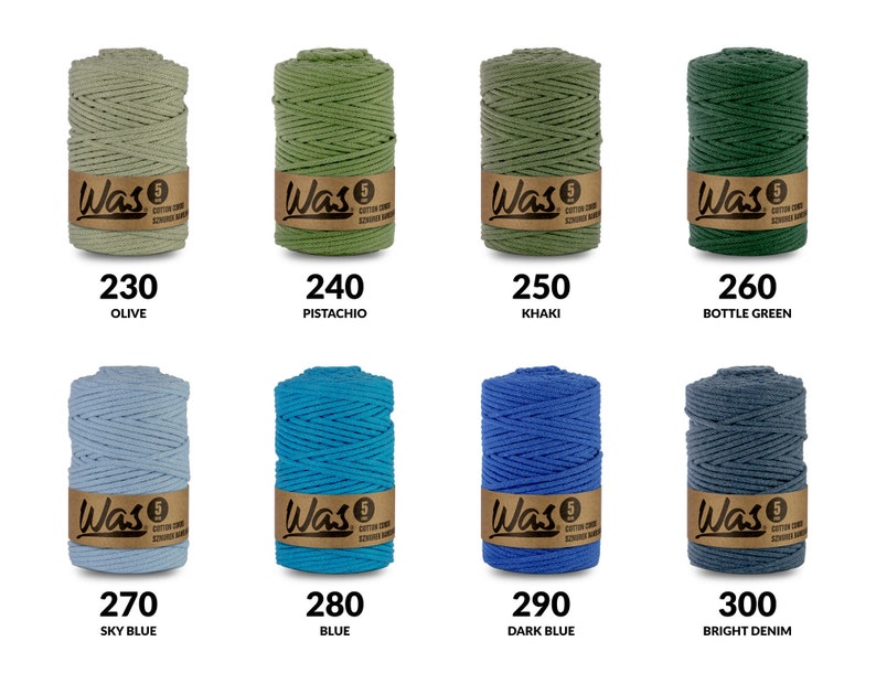 WAS cotton string, braided, 5mm, 100m, with polyester core, 43 colors image 4