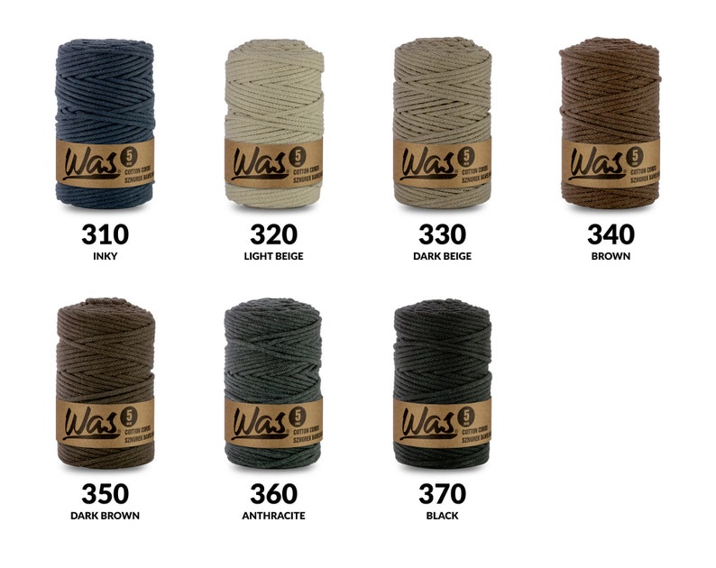 WAS cotton string, braided, 5mm, 100m, with polyester core, 43 colors image 5