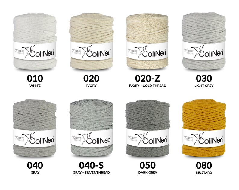 ColiNea Premium Cotton Cords, 100% Baumwollkordel, geflochten, 5mm, 200m, 16 Farben Bild 1