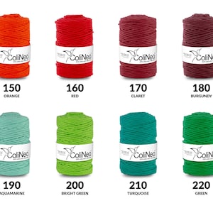 100% Recycled Cotton Cord / For Macrame / Braided / For Handicrafts / 5mm / 100m / 43 Colors / ColiNea Premium Cotton Cords / DIY image 3