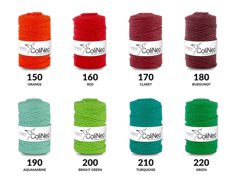100% Recycled Cotton Cord / For Macrame / Braided / For Handicrafts / 5mm / 100m / 43 Colors / ColiNea Premium Cotton Cords / DIY image 3