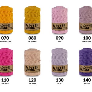 WAS cotton string, braided, 5mm, 100m, with polyester core, 43 colors image 2