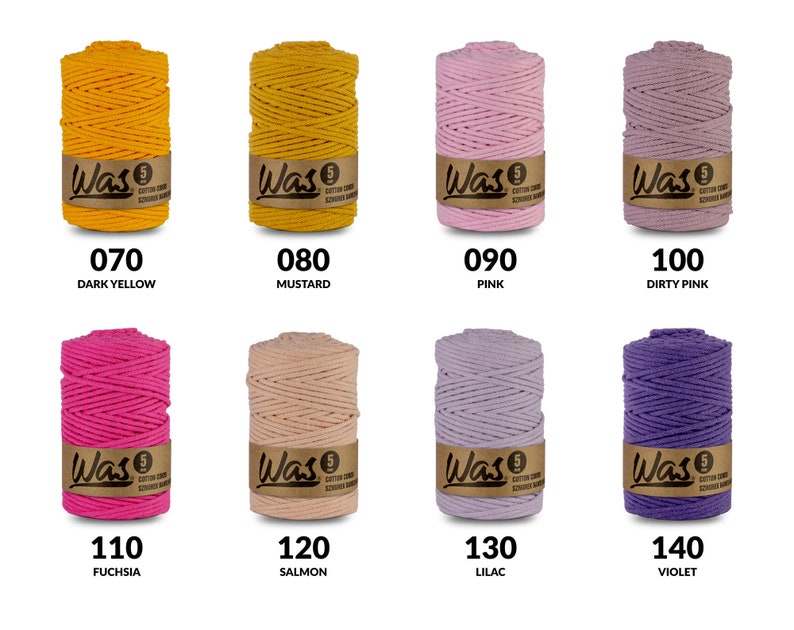 WAS cotton string, braided, 5mm, 100m, with polyester core, 43 colors image 2