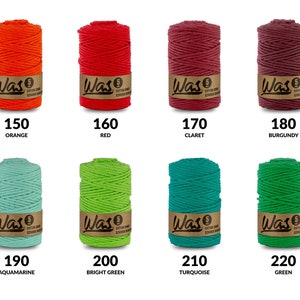 WAS cotton string, braided, 5mm, 100m, with polyester core, 43 colors image 3