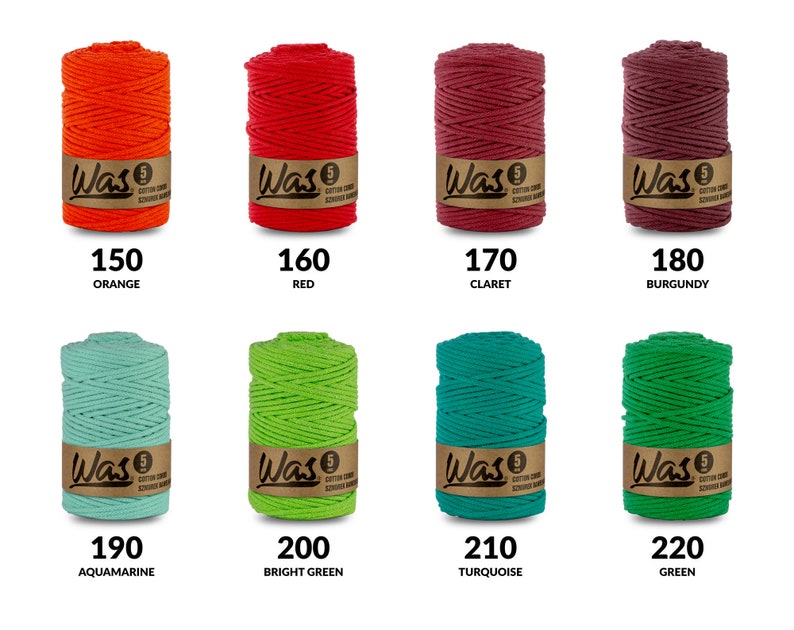 WAS cotton string, braided, 5mm, 100m, with polyester core, 43 colors image 3