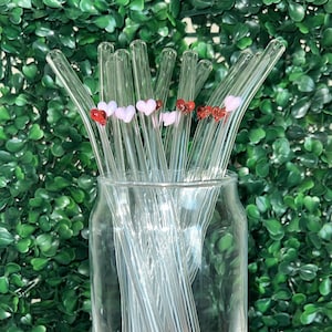 Bodhi Life Colorful Glass Straws with Flowers, 6 Pcs Reusable Glass Straw  Set for Smoothies, Iced Coffee, Cute Straws for Tumblers, Daisy Design