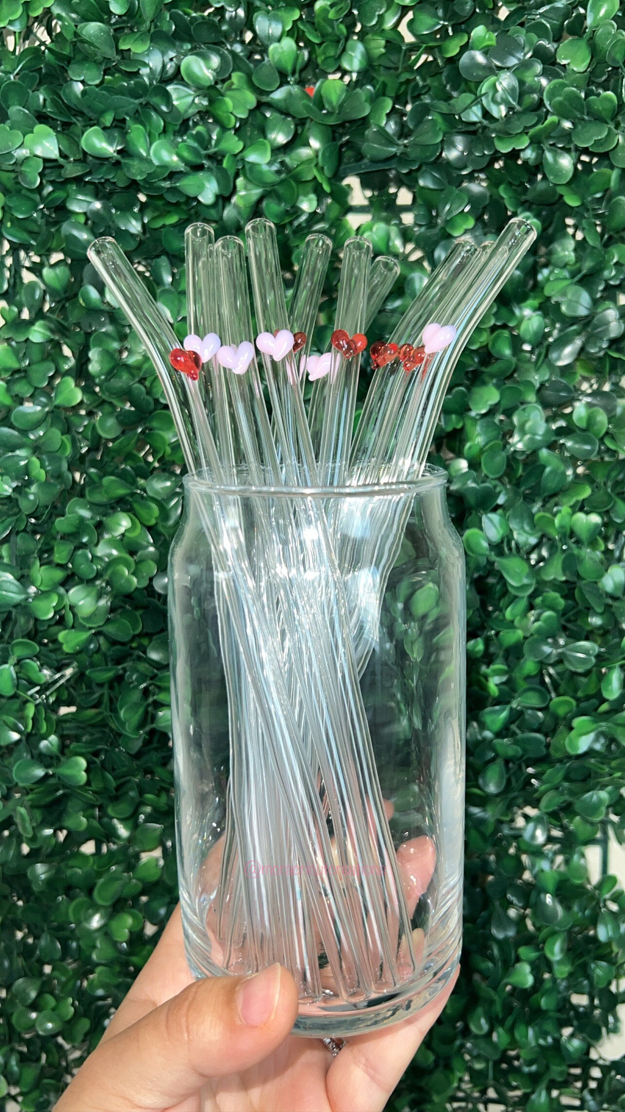 Heart Glass Straws, Glass Straws for Libbey Cans, Heart Shaped Straws