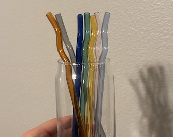 Reusable glass straws, glass straws for Libbey cans, pastel shaped straws, cute straws, wavy straws, glass straw, pastel glass straw, wavy