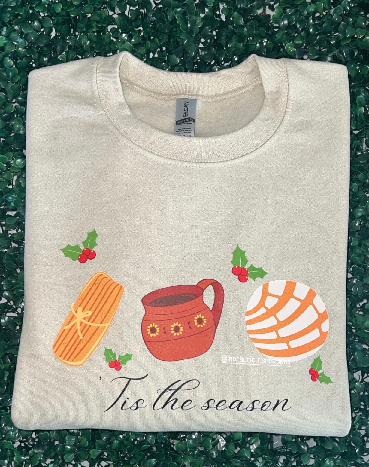 Tis el cuello redondo de temporada, cuello redondo de Navidad, suéter de Navidad, suéter mexicano, español, suéter divertido, lindo cuello redondo, tripulación temática mexicana