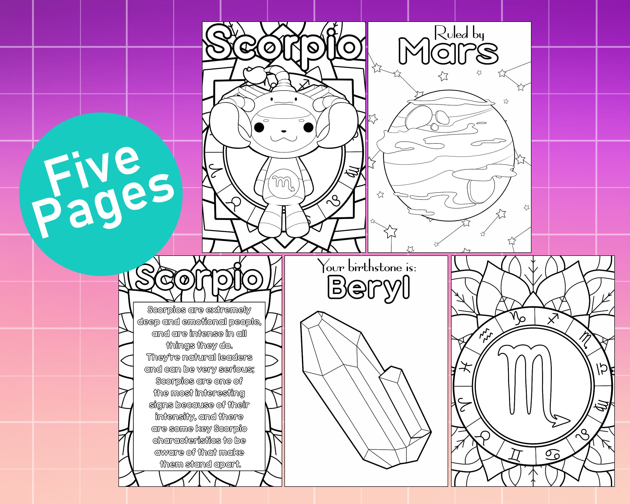 Scorpio Coloring Pages Astrological Sign Coloring Pages Cute Zodiac ...