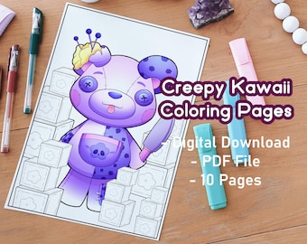Coloriages effrayants kawaii : des peluches effrayantes (PDF)