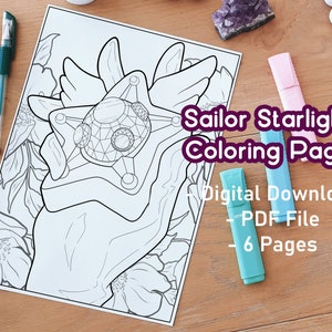 Sailor Starlights Coloring Pack | Printable Coloring Pages | Digital | Sailor Scouts | Anime | Kawaii | Girly | Girl Power