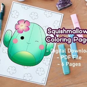 Kolorowanki Squishmallows | Kolorowanki Sukulenty | Uroczy pakiet | Zestaw kolorowanek dla dorosłych | Kolorowanki Rośliny i Kwiaty | Relaksujące Kolorowanie