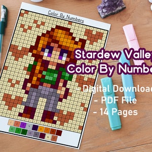 Stardew Girls Color By Numbers Coloring Pack | Gaming Coloring Pages | Print  and Color | Cute | Kawaii | Cosy | Pixel Art