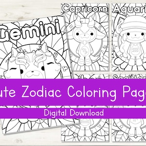 Astrological Sign Coloring Pages | Cute Zodiac Coloring Pages | Printable Coloring Pages | Adult Coloring  Pages