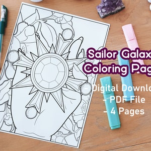 Sailor Galaxia Coloring Pack | Printable Coloring Pages | Digital | Sailor Scouts | Anime | Kawaii | Girly | Girl Power