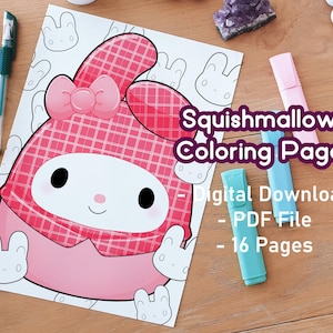 Kitty Squishmallows Coloring Pages | Pets | Cute | Cat Coloring Pack | Printable | Digital Download | Adult Coloring Pages | Kawaii Coloring