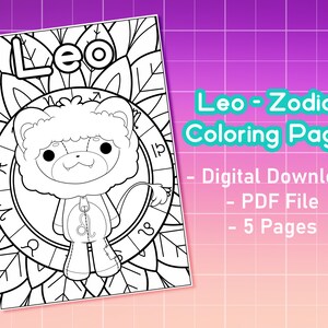 Leo Coloring Pages | Astrological Sign Coloring Pages | Cute Zodiac Coloring Pages | Printable Coloring Pages | Adult Coloring pages