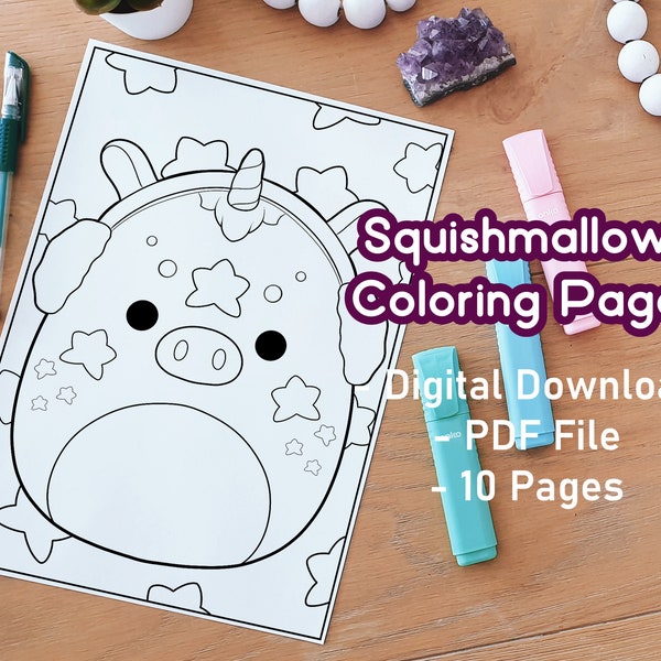 Squishamallows Coloring Pages | Pets | Cute | Party Favours | Printable | Digital Download | Adult Coloring Pages | Kid Coloring Pages
