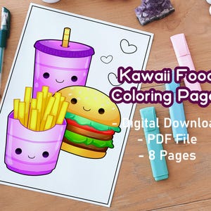 kawaii food coloring pages
