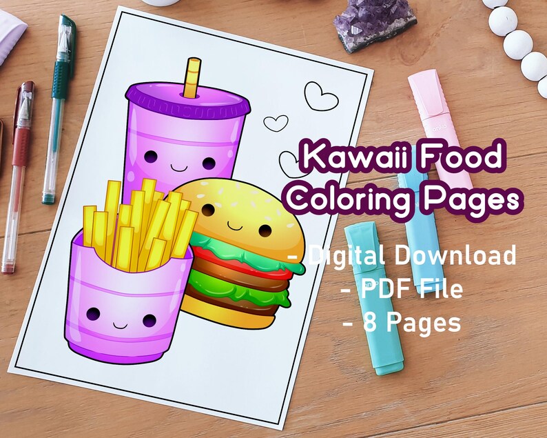 kawaii food coloring pages