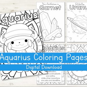 Aquarius Coloring Pages | Astrological Sign Coloring Pages | Cute Zodiac Coloring Pages | Printable Coloring Pages | Adult Coloring pages
