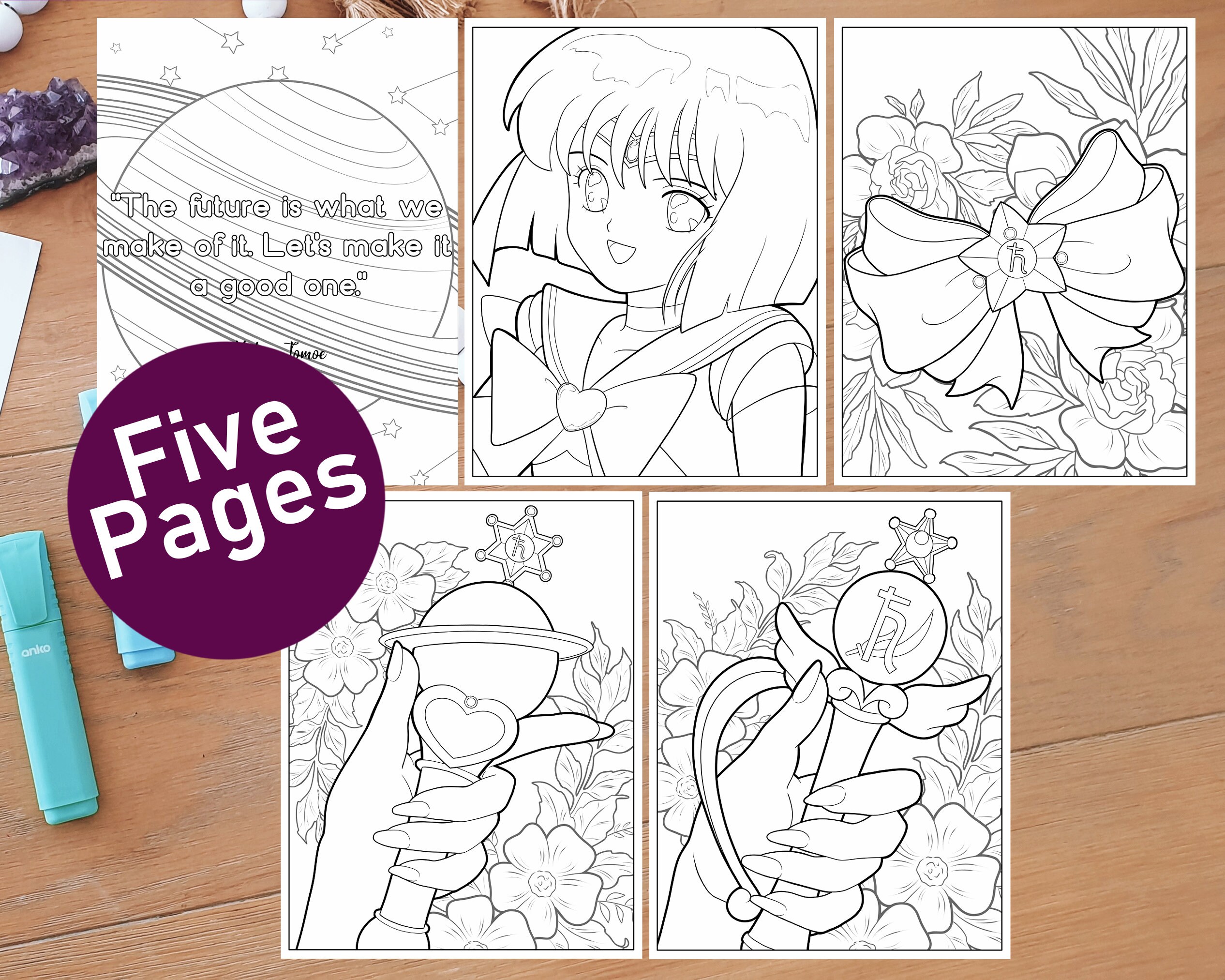 Sailor Saturn Coloring Pack Printable Coloring Pages Digital Sailor ...