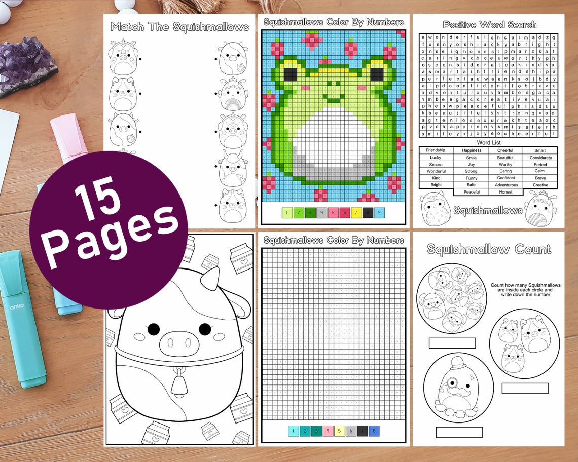 Squishmallow Activity Bundle Coloring Pages Word Search - Etsy