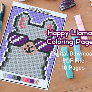 Pixel Llamas Color By Number Coloring Pack | Pets Coloring Pages | Print  and Color | Cute | Kawaii | Cosy | Pixel Art | Color Bundle