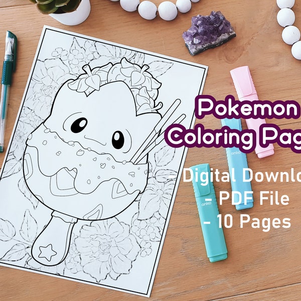 Pokemon Ice Pops Coloring Pages | Printable Coloring Pages | Digital Coloring Pages | Pokemon Coloring Pages | Kawaii Food