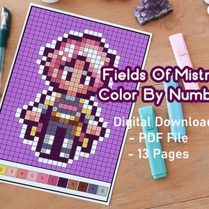 Fields of Mistria Boys Color By Number Coloring Pack | Gaming Coloring Pages | Print  and Color | Cute | Cosy | Pixel Art | Cosy Gamer