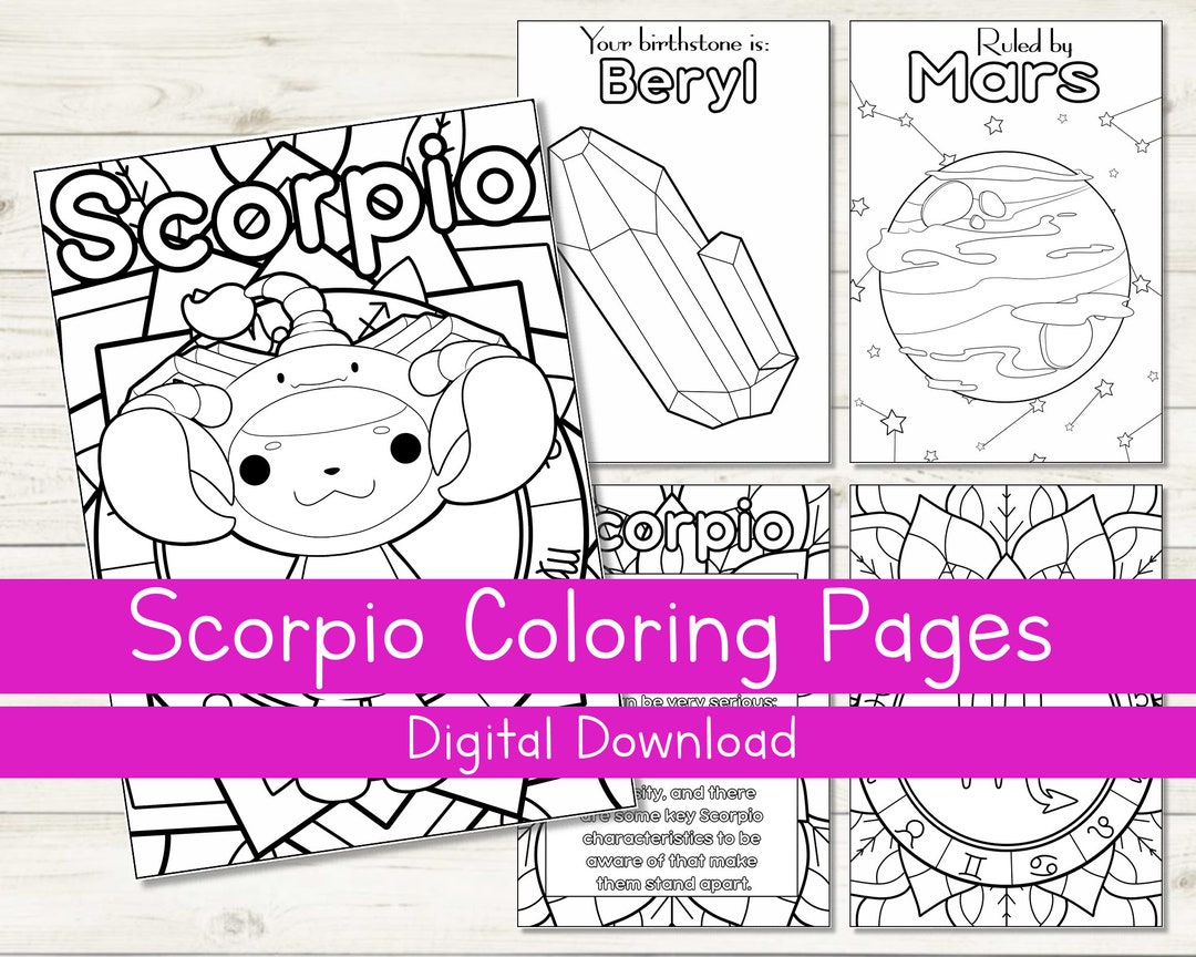 Scorpio Coloring Pages Astrological Sign Coloring Pages - Etsy