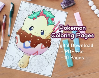 Kawaii Ice Pops Coloring Pages | Printable Coloring Pages | Digital Coloring Pages | Poke Coloring Pages | Kawaii Food | Print and Color