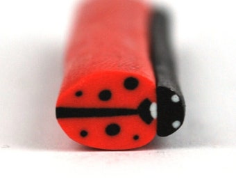 Ladybug polymer clay cane, raw and unbaked cane, fimo cane,  O30