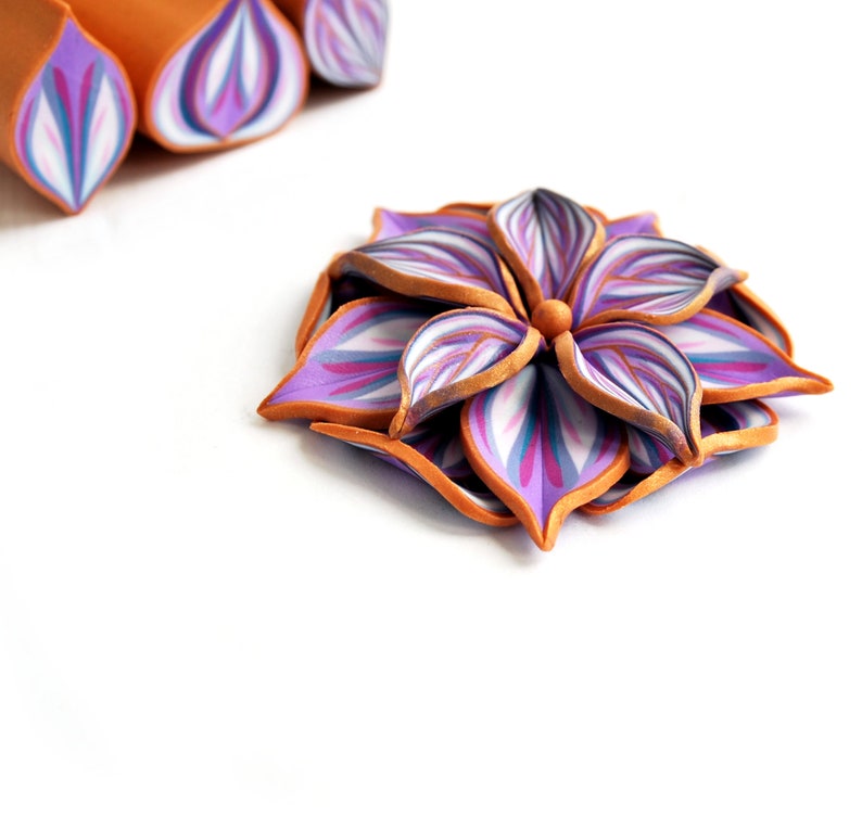 Set of 3 Polymer Clay Petal Canes, Flower Clay Cane, Leaf Cane, Raw and