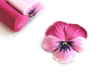 SET of 3 Polymer Clay Petal Canes, Pansy cane, flower clay cane, raw and unbaked cane, Millefiori,  Premo cane F1