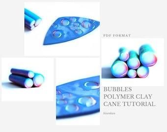 Polymer clay bubbles tutorial, bubbles cane tutorial, PDF tutorial