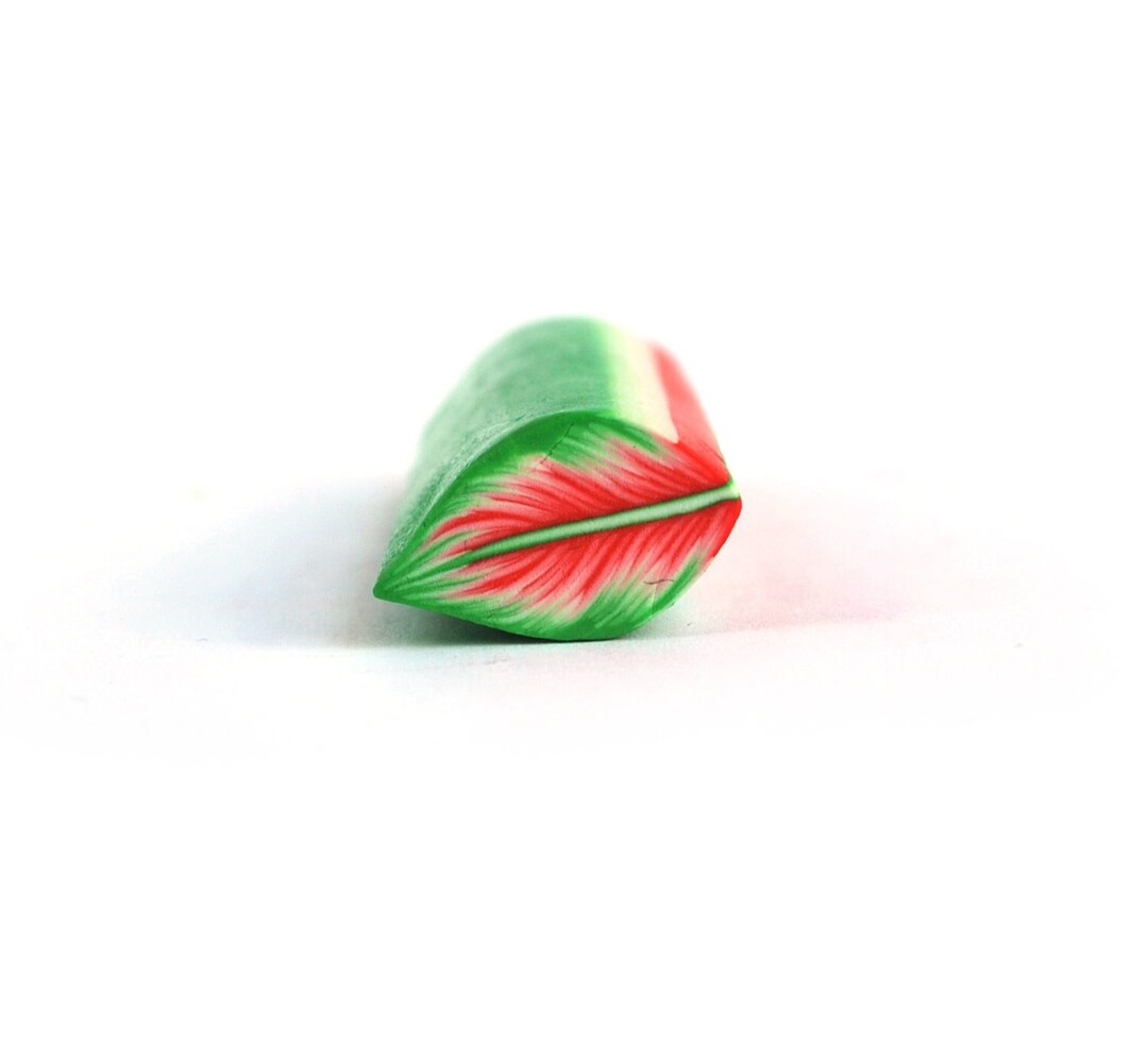 Leaf Polymer Clay Cane, Red Leaf, Raw and Unbaked Cane, Millefiori