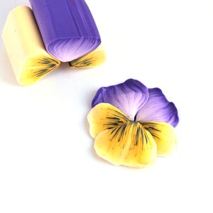 SET of 3 Polymer Clay Petal Canes, Pansy cane, flower clay cane, raw and unbaked cane, Millefiori,  Premo cane F18