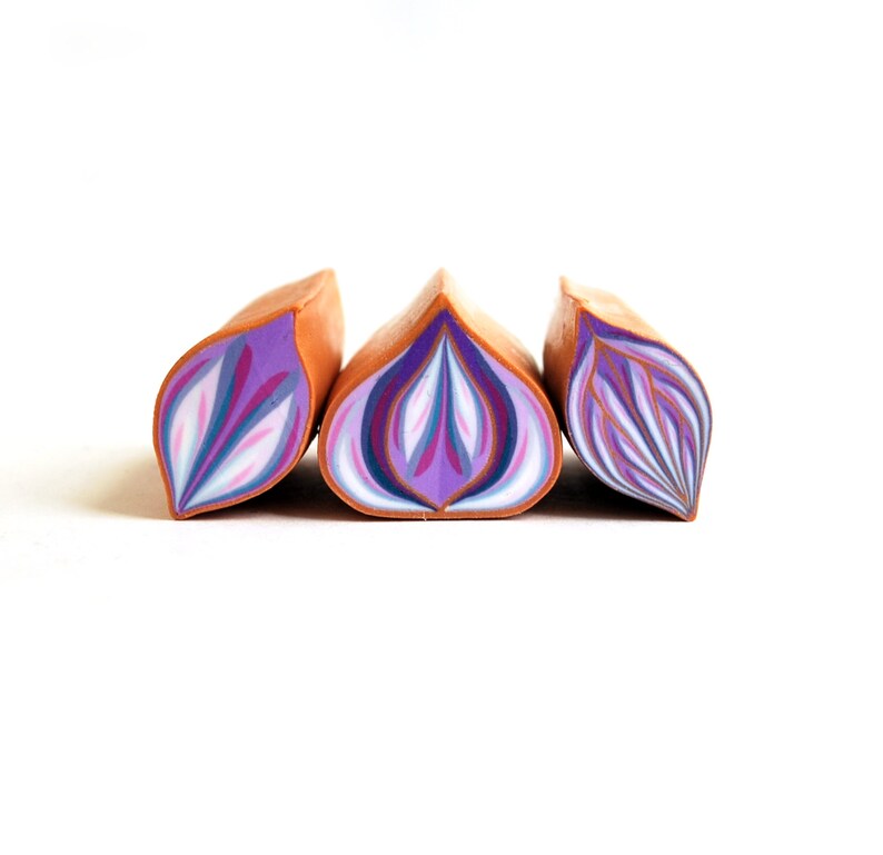 Set of 3 Polymer Clay Petal Canes, Flower Clay Cane, Leaf Cane, Raw and