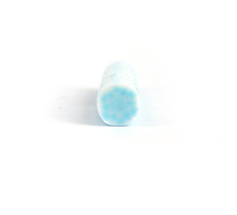 Snowflake Blue Polymer Clay Cane With Translucent Clay, Raw and Unbaked